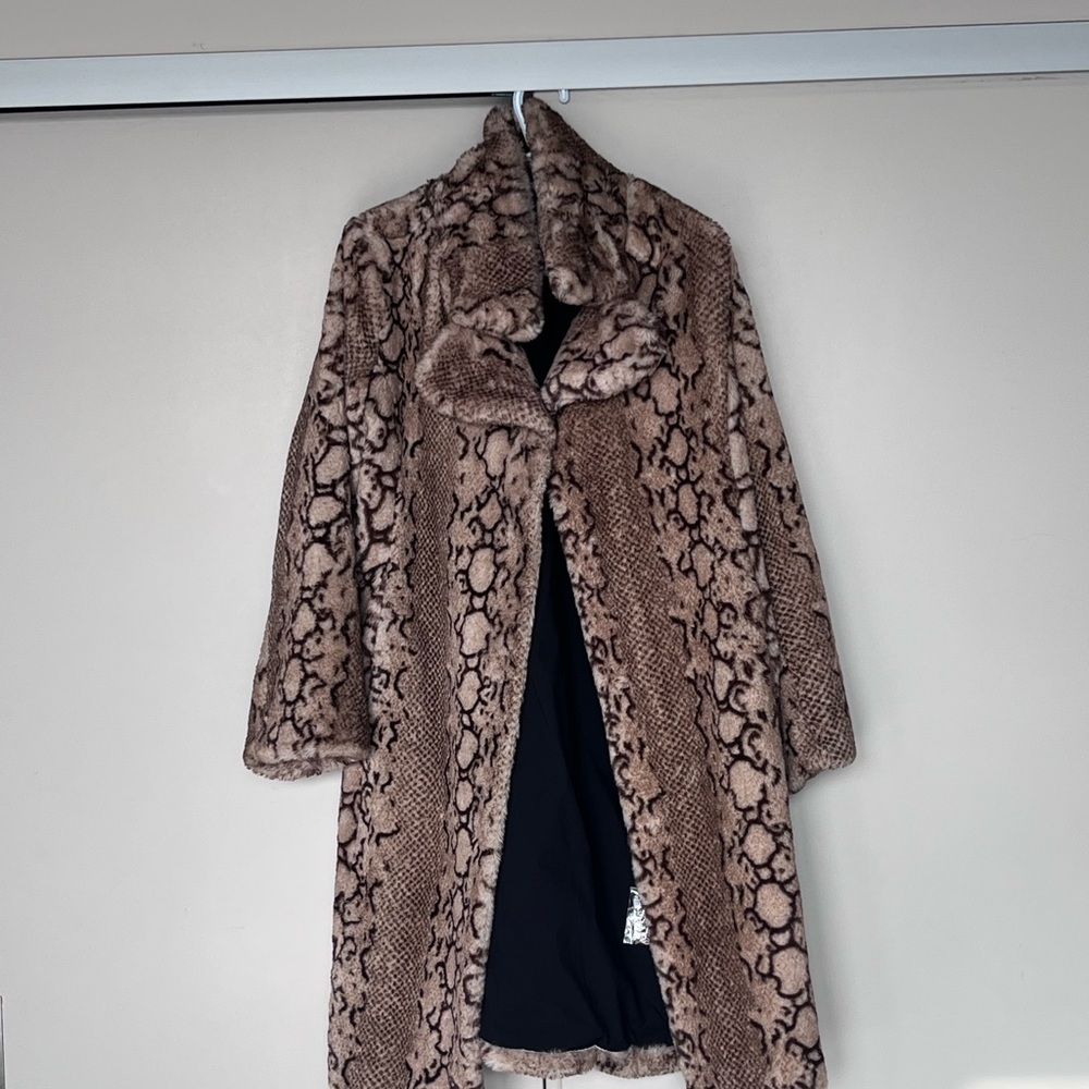 Badgley Mischka Brown Teddy Jacket Plush Full-Length Coat